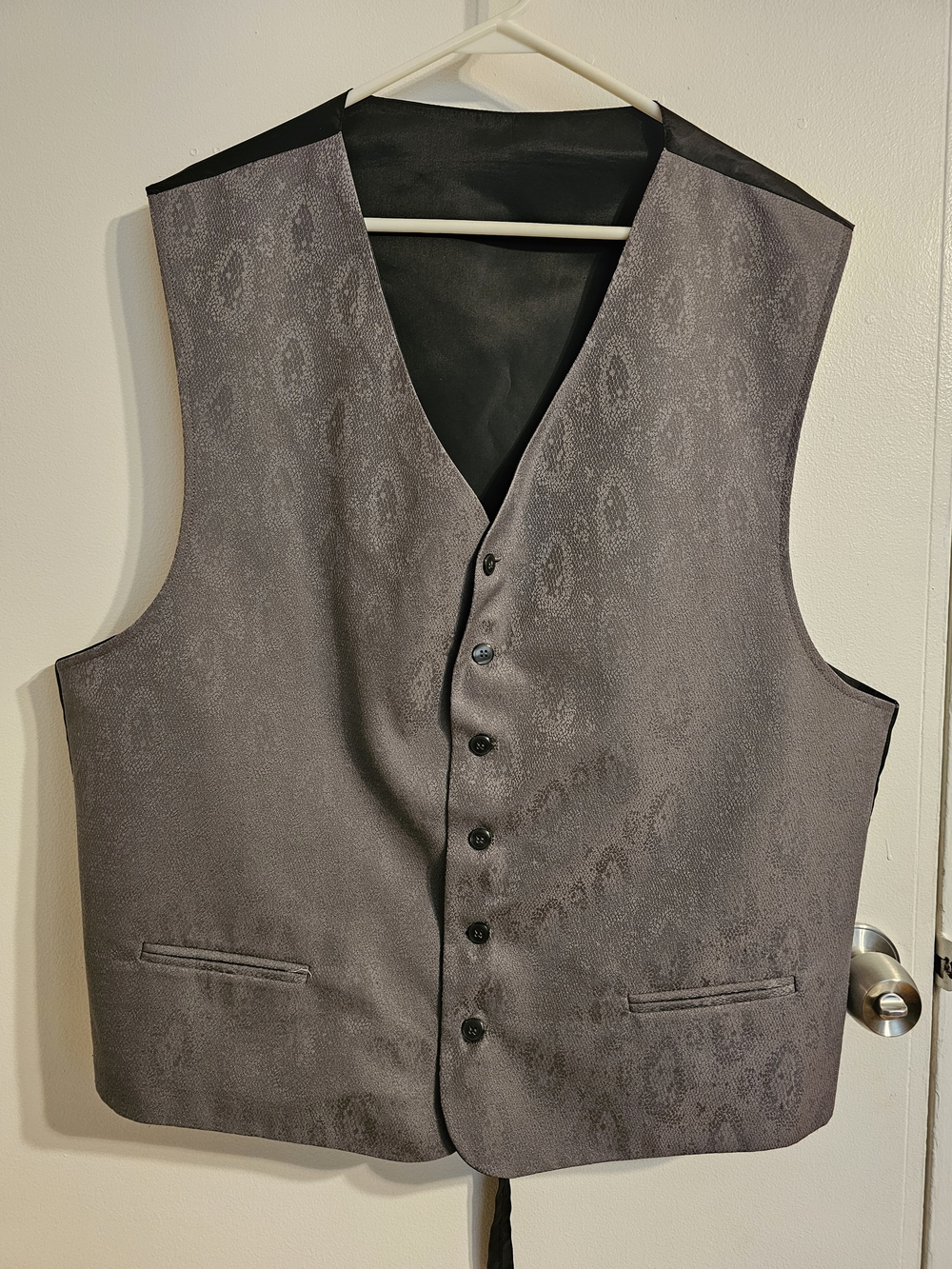 Gray Patterned Men's Dress Vest 2XL
